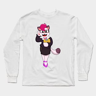 Cat as Secretary with Notepad Long Sleeve T-Shirt